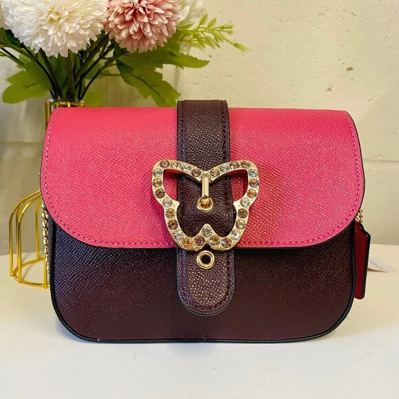 Coach C6796 Gemma Crossbody In Colorblock Strwbrry Hze/Crnbrry - Picture 1 of 8